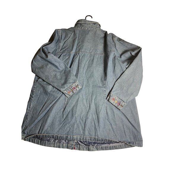 Denim & Co. Womens Embroidered Button-Down Denim shirt Jacket 3X plus shacket - Picture 2 of 14